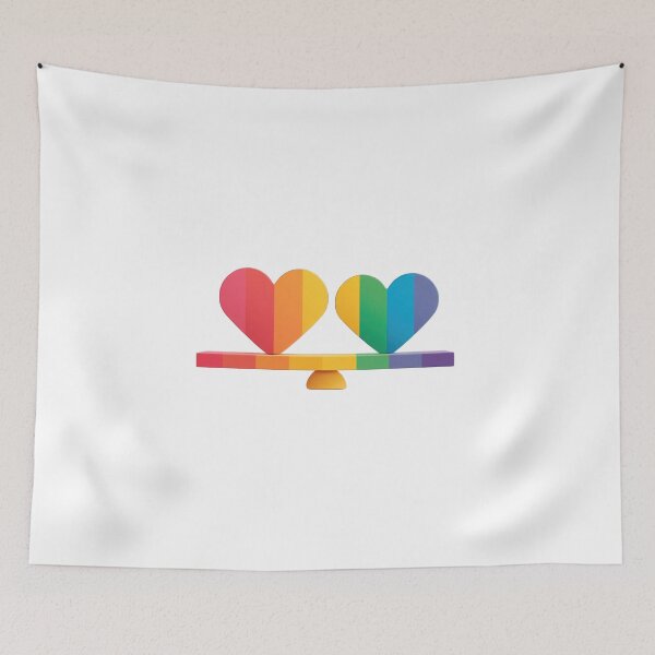 Item preview, Rainbow Hearts Equality Balance LGBTQ Pride Minimalist Illustration designed and sold by DadGenX.