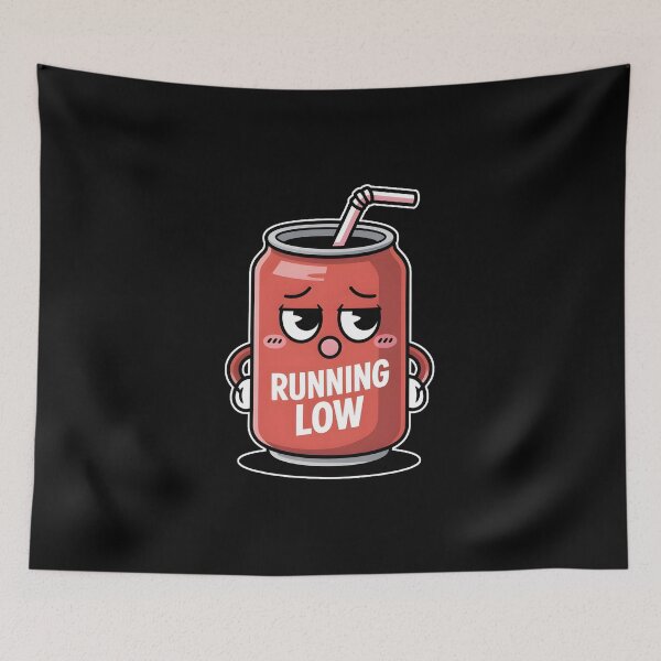 Item preview, Running Low – Cute Sleepy Soda Can Kawaii Mascot Design designed and sold by ImaginedSpace7.