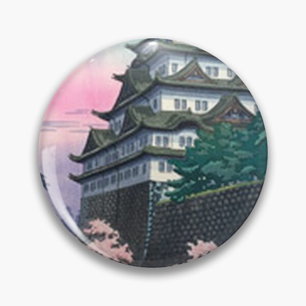 Item preview, Vintage Japanese Castle and Cherry Blossoms Woodblock Print Art designed and sold by vekotpu.