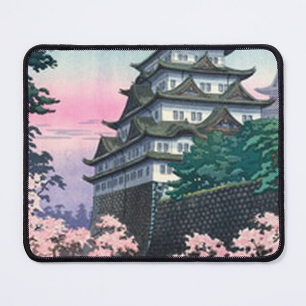Item preview, Vintage Japanese Castle and Cherry Blossoms Woodblock Print Art designed and sold by vekotpu.