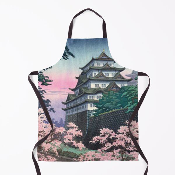 Item preview, Vintage Japanese Castle and Cherry Blossoms Woodblock Print Art designed and sold by vekotpu.