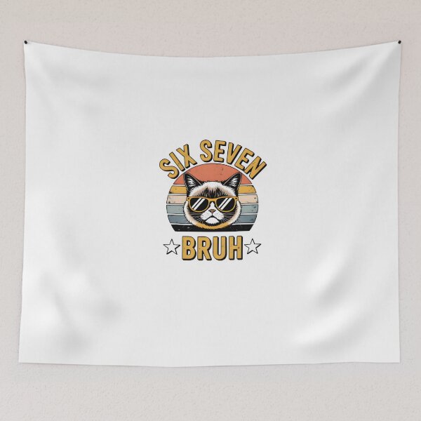 Item preview, Six Seven Bruh Funny 67th Birthday Cat Retro Vintage  designed and sold by Zizo-DR44.