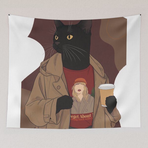 Item preview, Cozy Autumn Black Cat Music Fan Parody designed and sold by GenZFashion000.