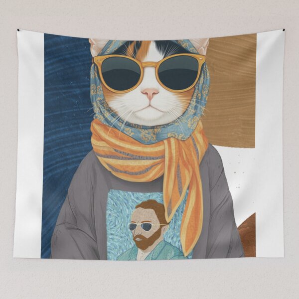 Item preview, Mewcent Van Gogh Funny Art History Calico Cat designed and sold by GenZFashion000.