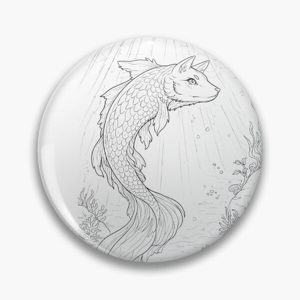 Item preview, Koi Fox Spirit – Fantasy Underwater Creature Coloring Page designed and sold by Thicket & Moon.