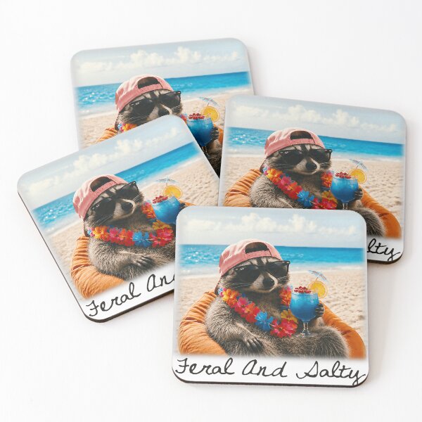 Item preview, Feral and Salty Raccoon Beach Vibes  designed and sold by Littermin.