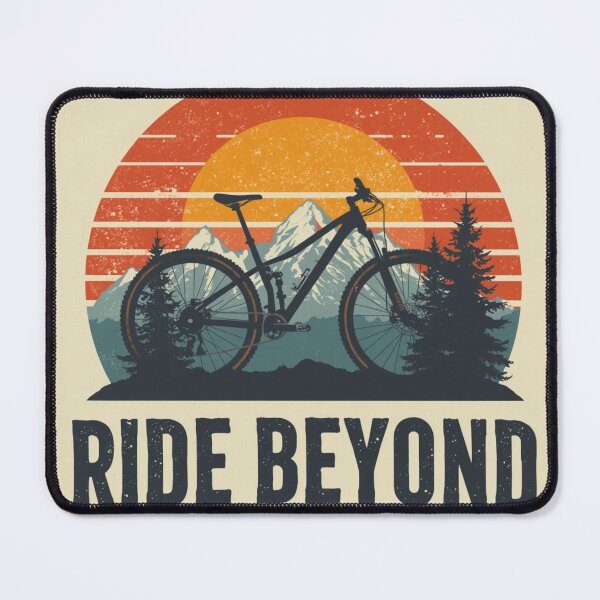 Item preview, Ride Beyond Limits | Retro Sunset Mountain Bike | MTB Adventure Art designed and sold by AiNaturalsOnly.