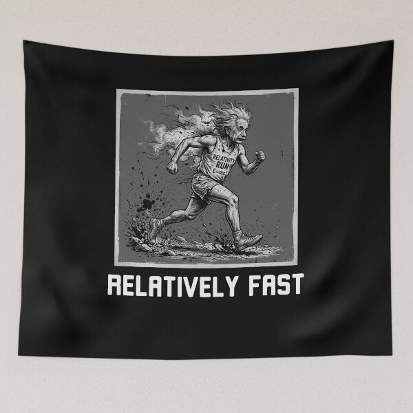 Item preview, Relatively Fast Einstein Running Science Humor history fan designed and sold by snowry.