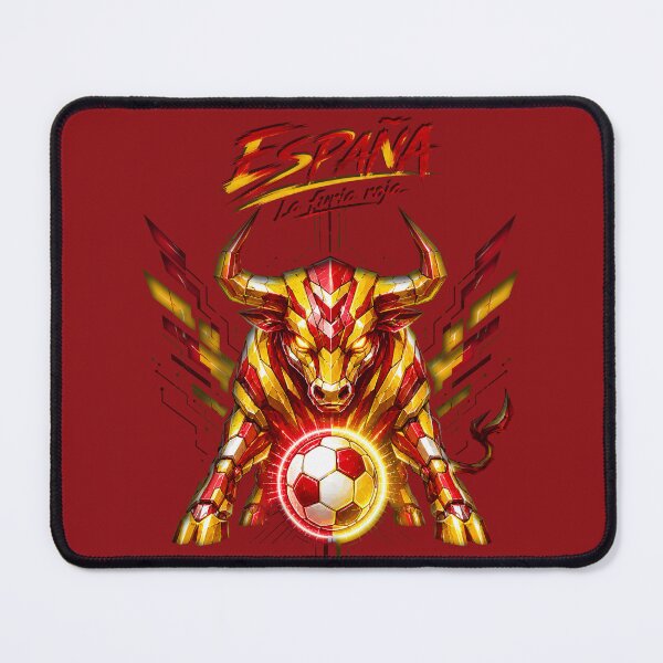 Item preview, Spain Football Cyber Bull – La Furia Roja Futuristic Football Streetwear Tee designed and sold by Extravanganzza.