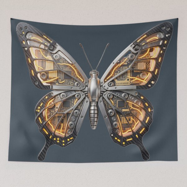 Item preview, Monarch Circuit-Flow: Amber Energy Bionic Butterfly designed and sold by BGM by AI.