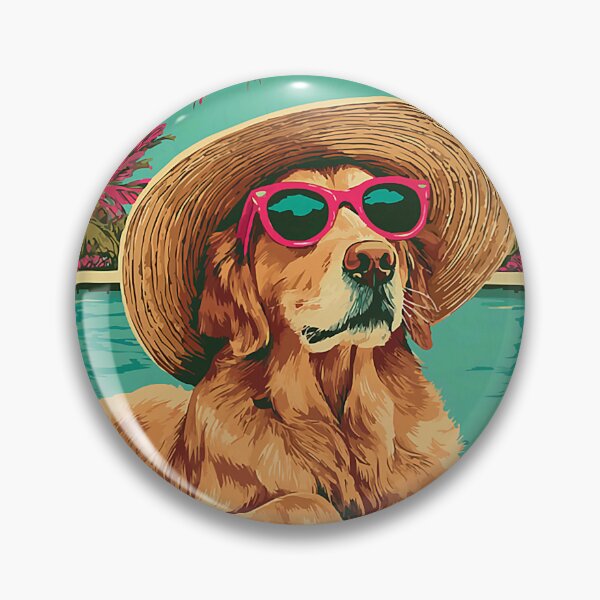 Item preview, Golden Retriever in Sunglasses Cute Dog Tropical Pool Partyand Cow Summer Vibes Floral Women Girls Beach Tropical  designed and sold by Littermin.