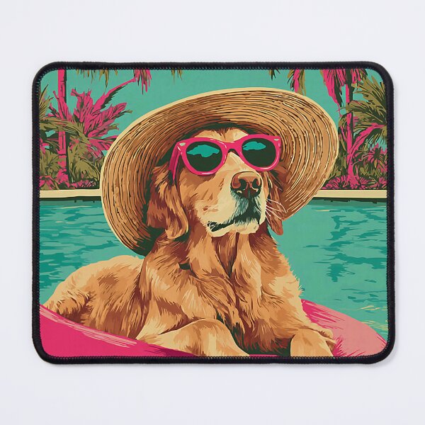 Item preview, Golden Retriever in Sunglasses Cute Dog Tropical Pool Partyand Cow Summer Vibes Floral Women Girls Beach Tropical designed and sold by Littermin.