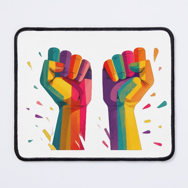 Item preview, Rainbow Raised Fists Equality Unity LGBTQ Pride Protest Illustration designed and sold by DadGenX.