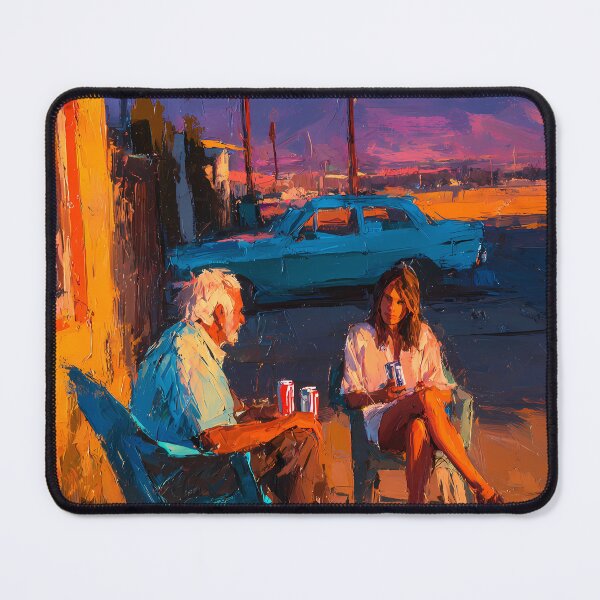 Item preview, Two Friends Outside Roadside Motel at Sunset designed and sold by WoofPalette.