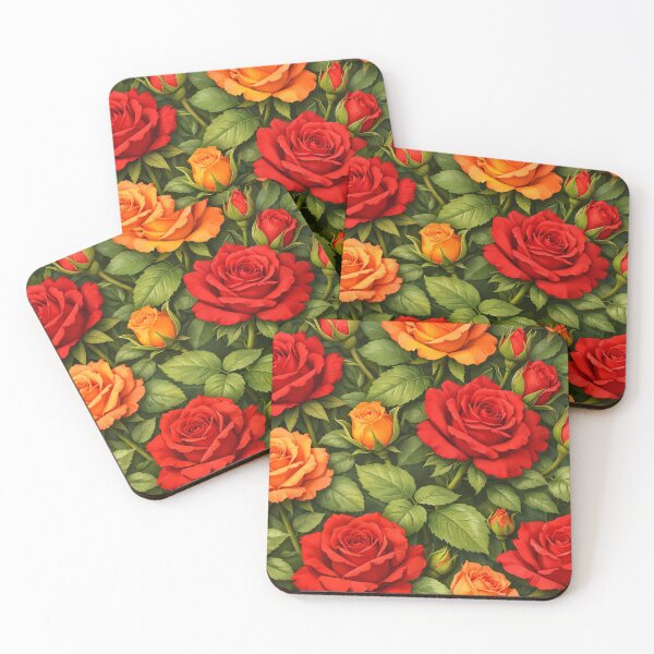 Item preview, Red and Orange Rose Floral Garden Pattern designed and sold by LuisWorks.