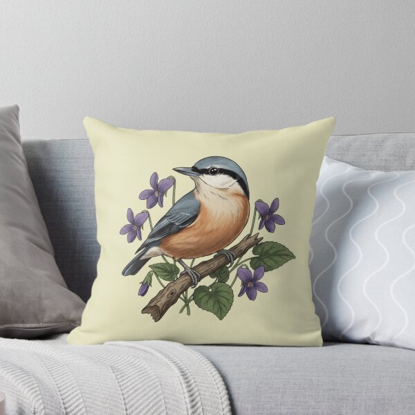 Item preview, Eurasian Nuthatch Floral Art Illustration designed and sold by BirdsnStuff.