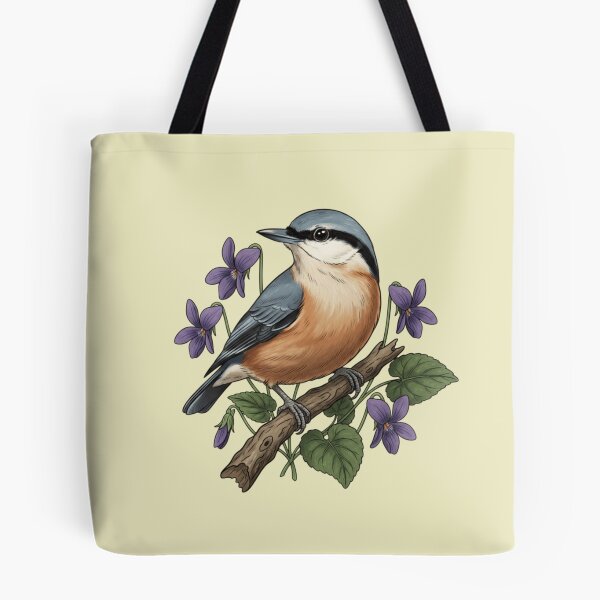 Item preview, Eurasian Nuthatch Floral Art Illustration designed and sold by BirdsnStuff.
