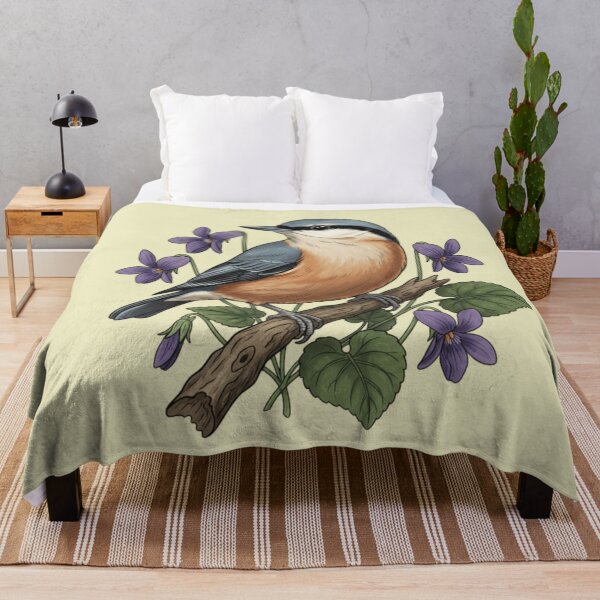 Item preview, Eurasian Nuthatch Floral Art Illustration designed and sold by BirdsnStuff.