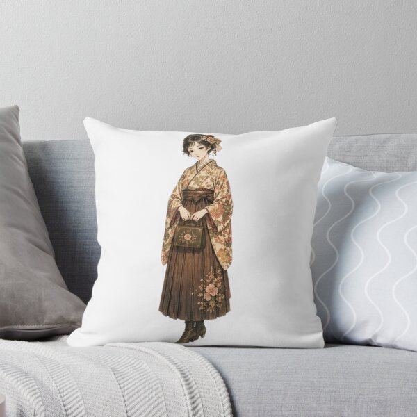 Item preview, Taisho Era Japanese Girl Sticker – Vintage Kimono Hakama Woman, Retro Aesthetic, Elegant Illustration designed and sold by Astral Japan.