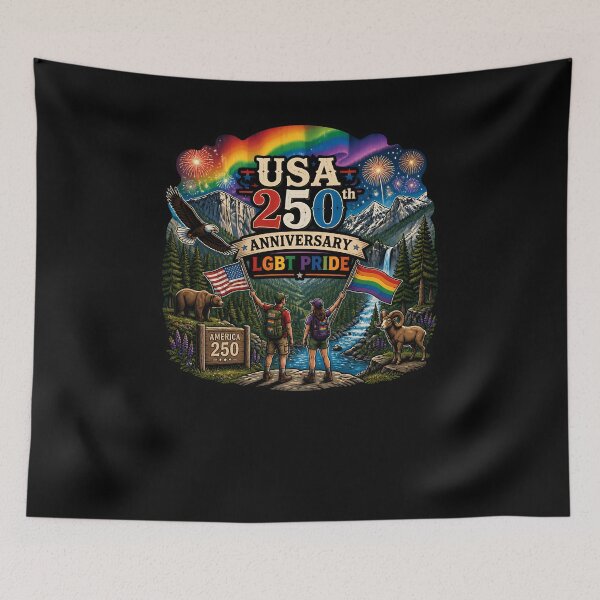 Item preview, USA 250th Anniversary LGBT Pride Hiking Nature designed and sold by No Limits T-Shirts.