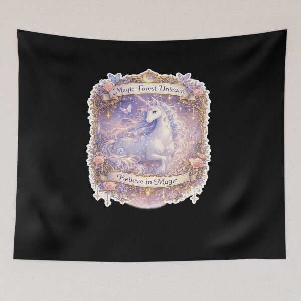 Item preview, Magic Forest Unicorn Believe in Magic Pastel Fantasy Art designed and sold by Artbysarmina.
