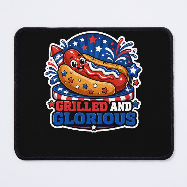 Item preview, Grilled and Glorious Patriotic Hot Dog 4th of July designed and sold by No Limits T-Shirts.