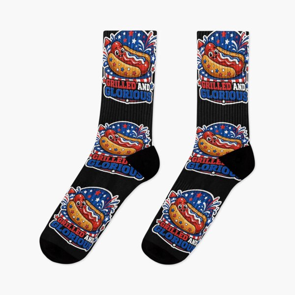 Item preview, Grilled and Glorious Patriotic Hot Dog 4th of July designed and sold by No Limits T-Shirts.