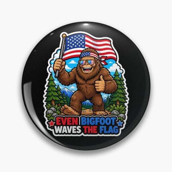 Item preview, Patriotic Bigfoot Waving American Flag Sasquatch designed and sold by No Limits T-Shirts.