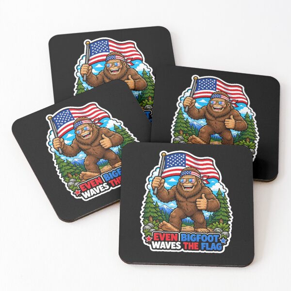 Item preview, Patriotic Bigfoot Waving American Flag Sasquatch designed and sold by No Limits T-Shirts.