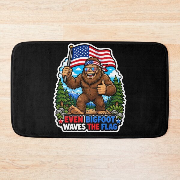 Item preview, Patriotic Bigfoot Waving American Flag Sasquatch designed and sold by No Limits T-Shirts.