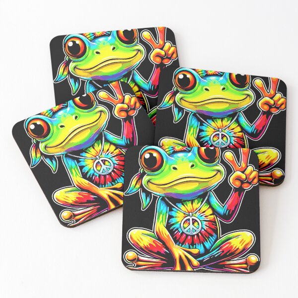 Item preview, Colorful Peace Sign Frog Psychedelic Hippie Art Cool Funny designed and sold by MiALopezArt.