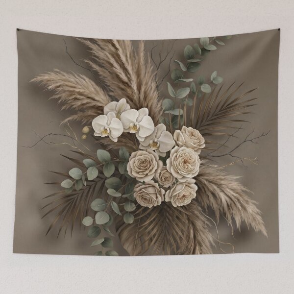 Item preview, Boho Dried Roses and Pampas Grass Bouquet designed and sold by Kavin786.