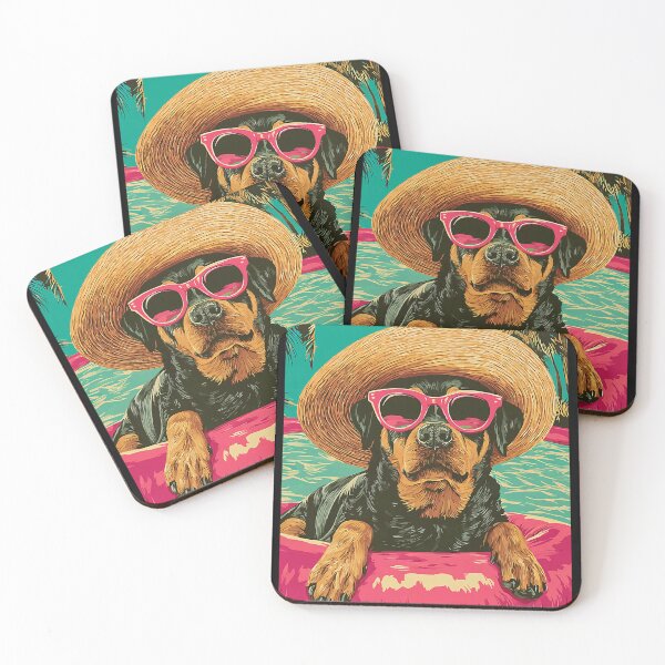Item preview, Funny Rottweiler in Sunglasses Cute Dog Tropical Pool Party designed and sold by Littermin.