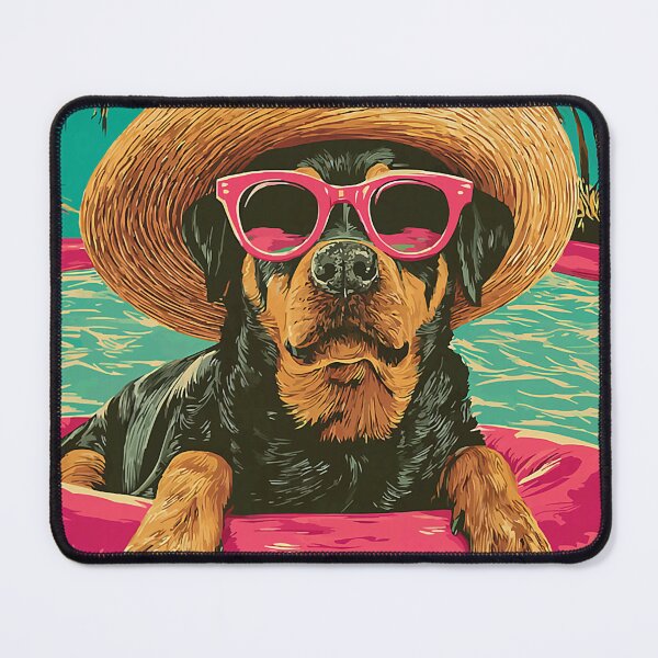 Item preview, Funny Rottweiler in Sunglasses Cute Dog Tropical Pool Party designed and sold by Littermin.
