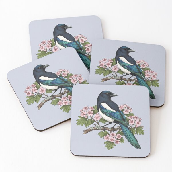 Item preview, Botanical Eurasian Magpie Floral Nature Design designed and sold by BirdsnStuff.