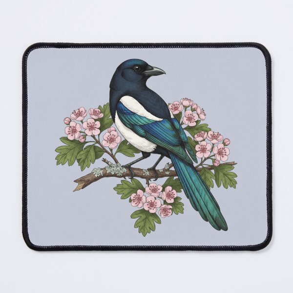 Item preview, Botanical Eurasian Magpie Floral Nature Design designed and sold by BirdsnStuff.