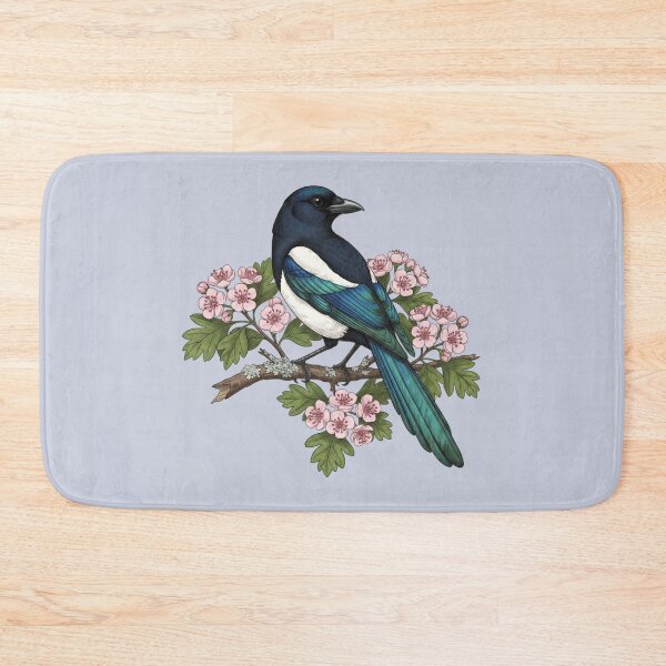Item preview, Botanical Eurasian Magpie Floral Nature Design designed and sold by BirdsnStuff.