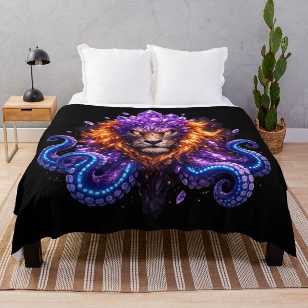 Item preview, Crystal Lion — Amethyst Crown & Tentacles | Dark Fantasy Art Print designed and sold by ArtoryWorks.