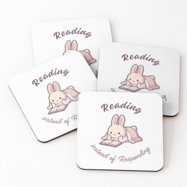 Item preview, Reading Instead of Responding Sticker — Cozy Bunny Book Lover Gift, Kawaii Bookworm Sticker, Funny Introvert Sticker for Laptops, Water Bottles & Journals  designed and sold by Blush Drop.