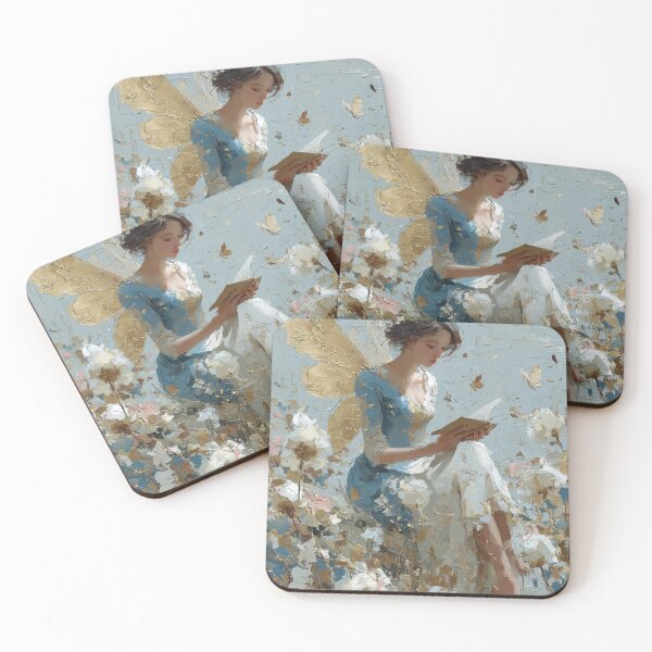 Item preview, Golden Winged Fairy Reading Book Painting designed and sold by colorful-white.