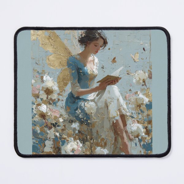 Item preview, Golden Winged Fairy Reading Book Painting designed and sold by colorful-white.