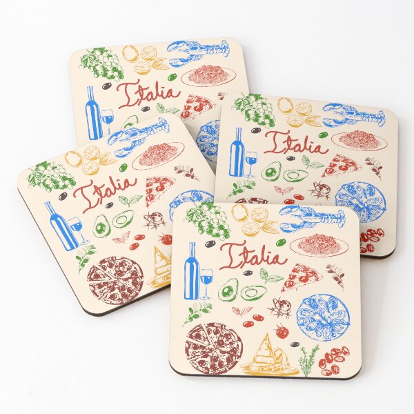Item preview, Italy Food Illustration Colorful Hand-drawn Mediterranean Cuisine designed and sold by MaiZephyr.