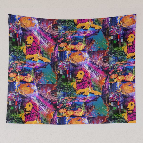 Item preview, Surreal Golden Lion Pop Art Collage Urban Dreamscape designed and sold by bewitchedcuties.