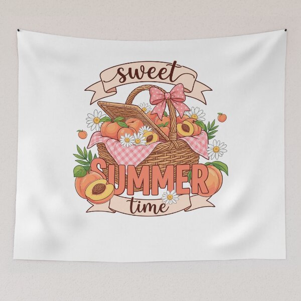 Item preview, Cute Peach Picnic Basket Summer Time Kids Girls designed and sold by KroghDs.