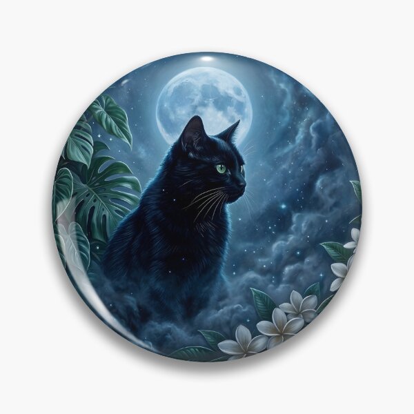 Item preview, Black Cat in Tropical Blue Moon designed and sold by Eclectic Monkey.