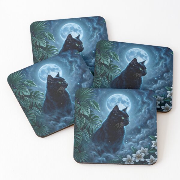 Item preview, Black Cat in Tropical Blue Moon designed and sold by Eclectic Monkey.