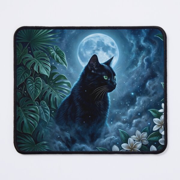 Item preview, Black Cat in Tropical Blue Moon designed and sold by Eclectic Monkey.