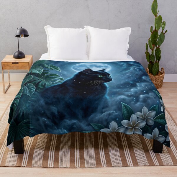 Item preview, Black Cat in Tropical Blue Moon designed and sold by Eclectic Monkey.