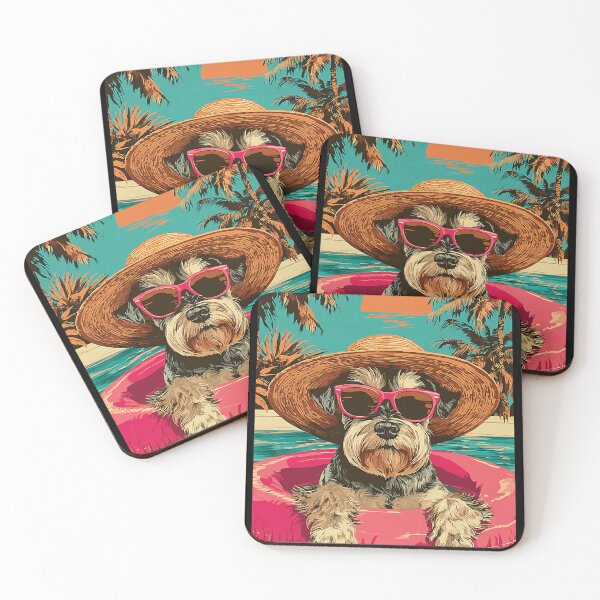 Item preview, Funny Schnauzer with Sunglasses Cute Dog Tropical Pool Party designed and sold by Littermin.