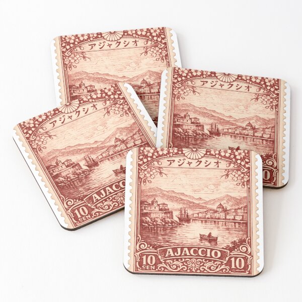 Item preview, Vintage Ajaccio Stamp Illustration | Retro French Postage Art | Corsican Island Travel Design of Napoleon’s City designed and sold by PaintedPixels01.